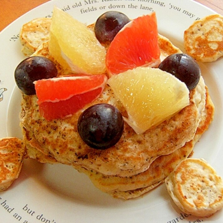 ふわっとチアシード入りパンケーキwithフルーツ レシピ 作り方 By ジョン リーバス 楽天レシピ